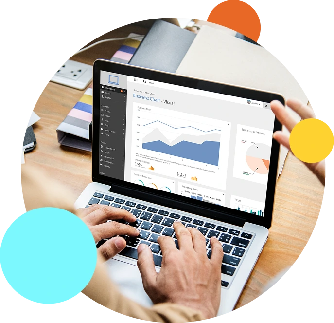 data analysis on laptop presentation